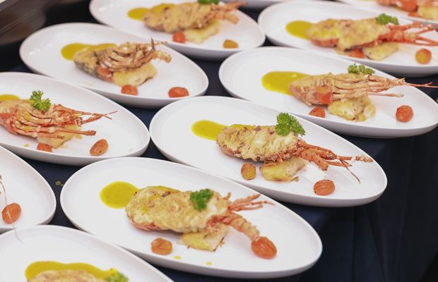 Seafood served on Ambassador Cruise's sundeck